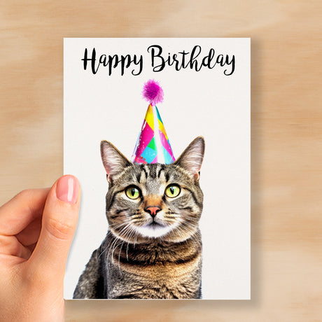 Birthday Card For Her Card For Friend Mum or Sister Birthday Card For Him Brother Dad Happy Birthday Card of Tabby Cat Fun Birthday Card