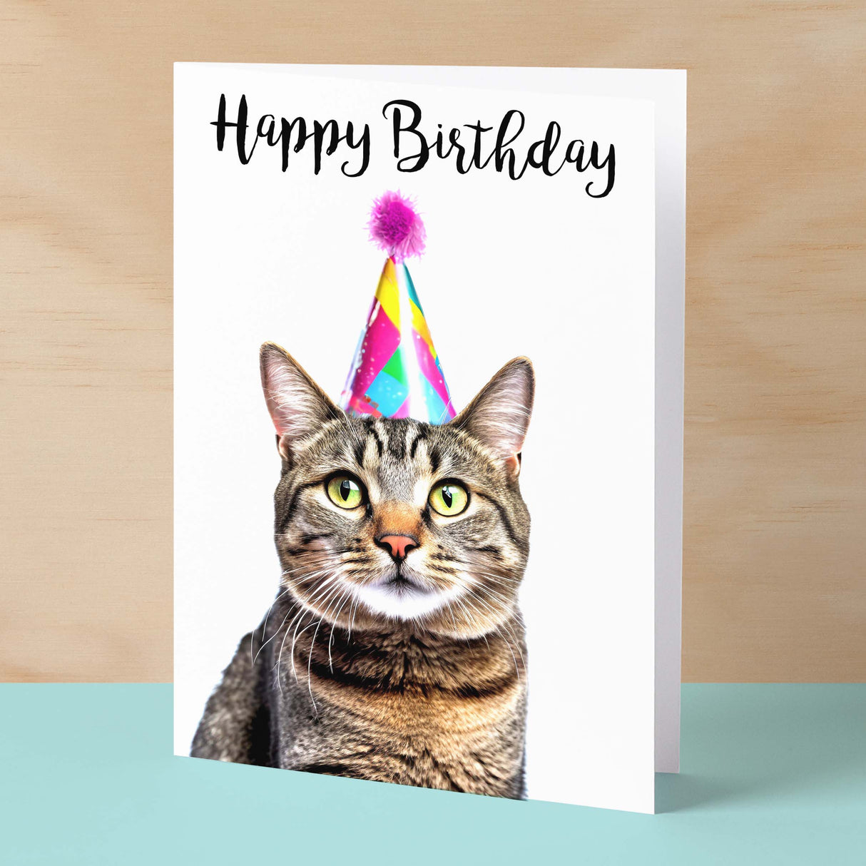 Birthday Card For Her Card For Friend Mum or Sister Birthday Card For Him Brother Dad Happy Birthday Card of Tabby Cat Fun Birthday Card