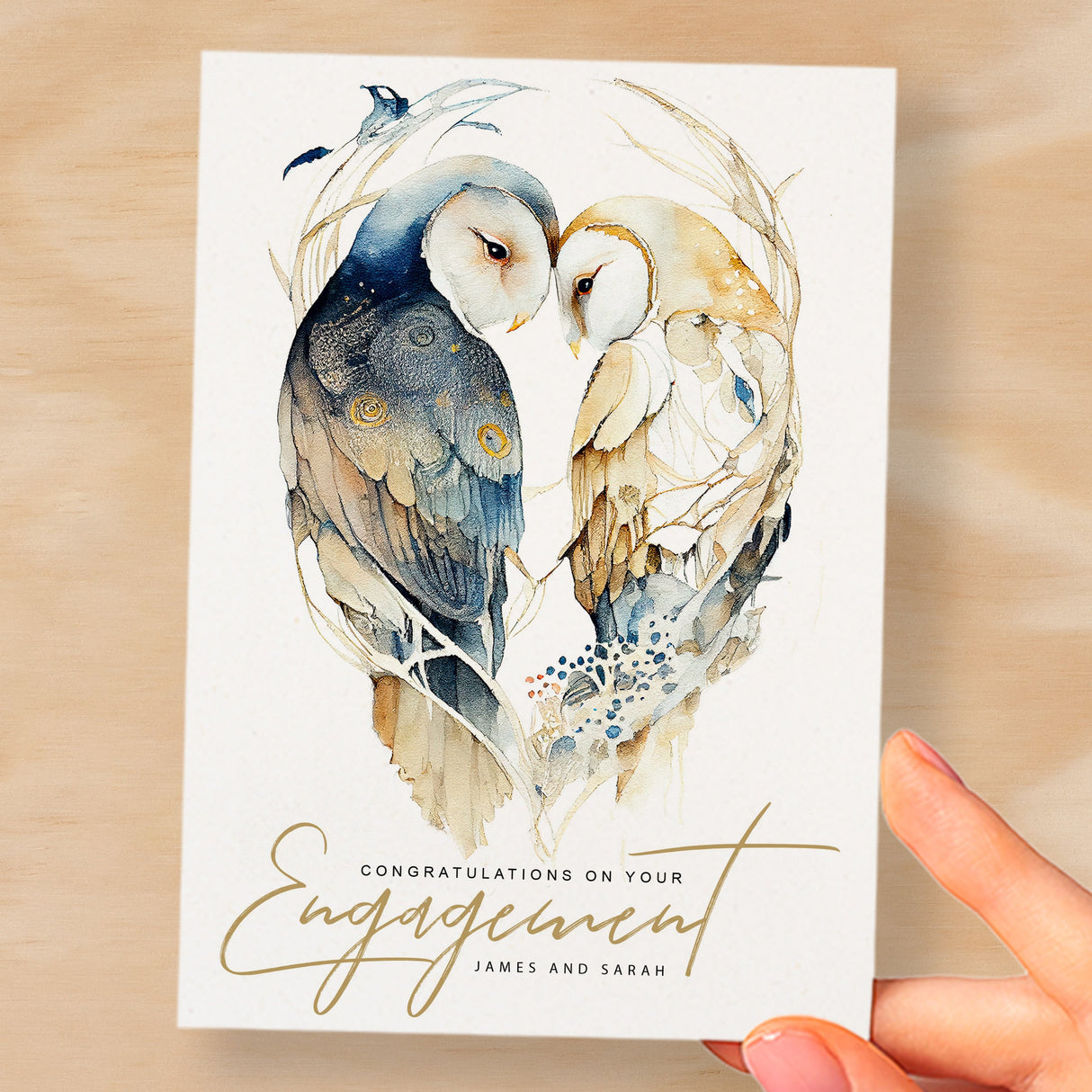 Personalised Engagement Card For Couple Custom Engagement Card Congratulations Card For Newly Engaged Couple Card Owl Engagement Card