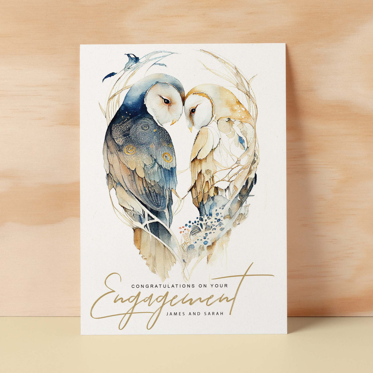 Personalised Engagement Card For Couple Custom Engagement Card Congratulations Card For Newly Engaged Couple Card Owl Engagement Card