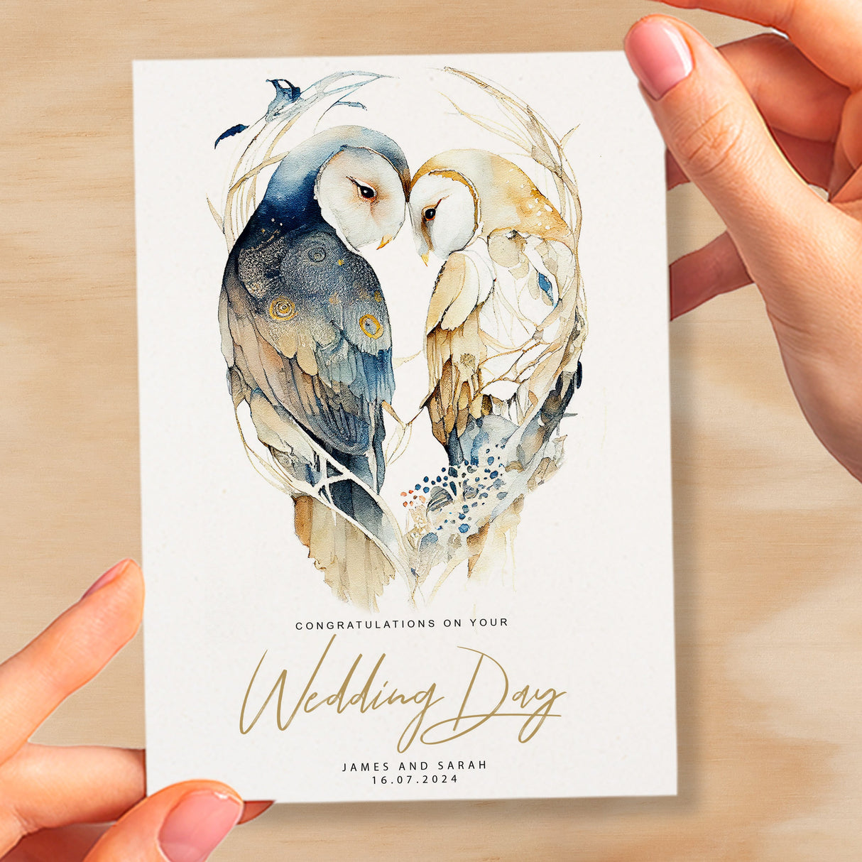 Personalised Wedding Card For Couple Custom Wedding Card Wedding Card For Son and Daughter Inlaw Card Owl Wedding Card