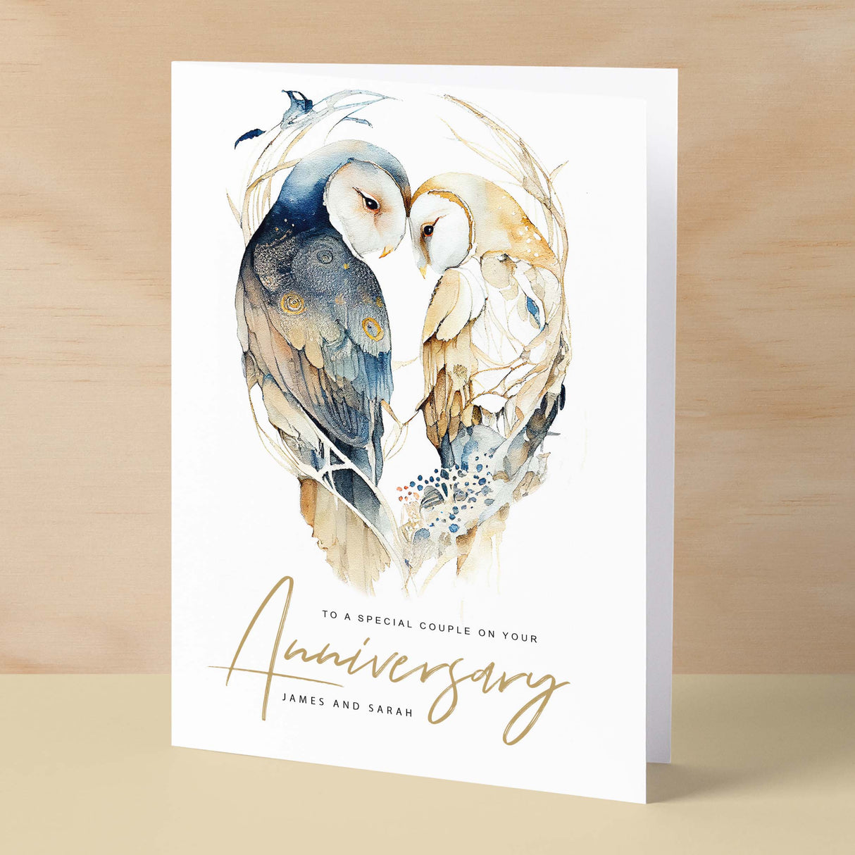 Personalised Anniversary Card For Couple Custom Anniversary Card Anniversary Card For Son and Daughter Inlaw Card Owl Anniversary Card