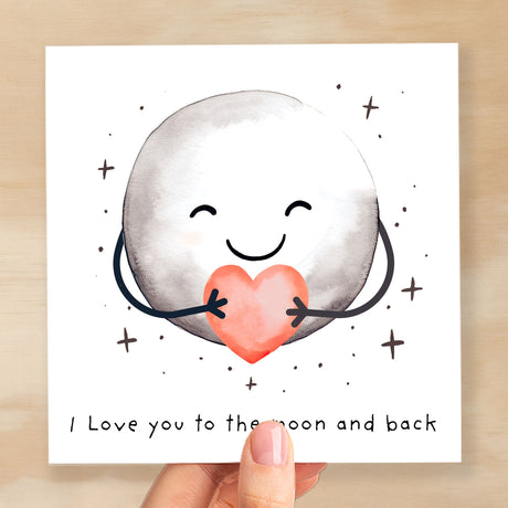 Anniversary Card For Boyfriend or Girlfriend Love You To The Moon Cute Card For Wife Love Card For Husband