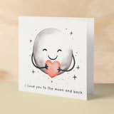 Anniversary Card For Boyfriend or Girlfriend Love You To The Moon Cute Card For Wife Love Card For Husband