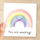 Anniversary Card Or Birthday Card For Boyfriend or Girlfriend Rainbow You Are Amazing Cute Card For Wife Love Card For Husband