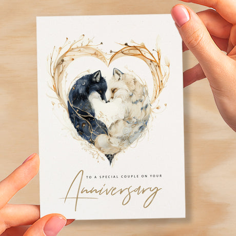 Anniversary Card For Couple Wedding Anniversary Card For Son and Daughter-In-Law Anniversary Card For Daughter and Son-In-Law Fox Love Heart