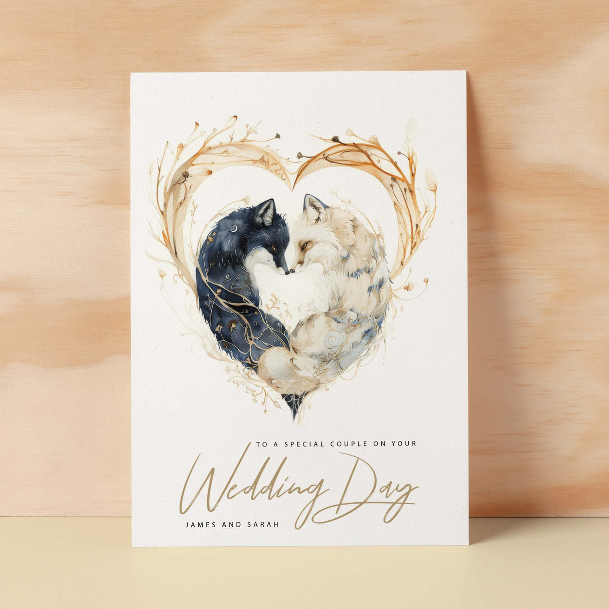 Personalised Wedding Card For Couple Wedding Card For Son and Daughter-In-Law Wedding Card For Daughter and Son-In-Law Fox Love Heart