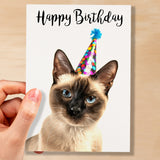 Birthday Card For Anyone Birthday Card For Friend Birthday Card For Her or For Him Siamese Cat Birthday Card For Son or Daughter