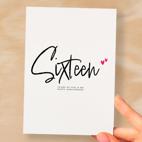 Sixteen Year Anniversary Card For Husband 16 Year Anniversary Card Boyfriend or Girlfriend Wedding Anniversary Card For Wife