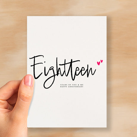 Eighteen Year Anniversary Card For Husband 18 Year Anniversary Card Boyfriend or Girlfriend Wedding Anniversary Card For Wife