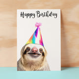 Birthday Card For Him or Her Fun Birthday Card of A Sloth Happy Birthday Card For Mum, Dad, Sister Brother