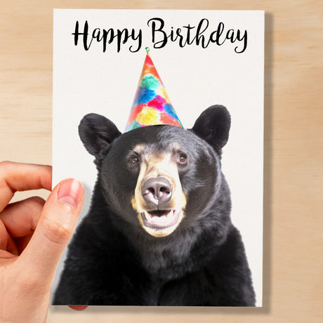 Birthday Card For Him or Her Fun Birthday Card of A Black Bear Happy Birthday Card For Mum, Dad, Sister Brother