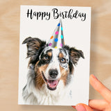 Birthday Card For Him or Her Fun Birthday Card of A Australian Shepherd Dog Happy Birthday Card For Mum, Dad, Sister Brother