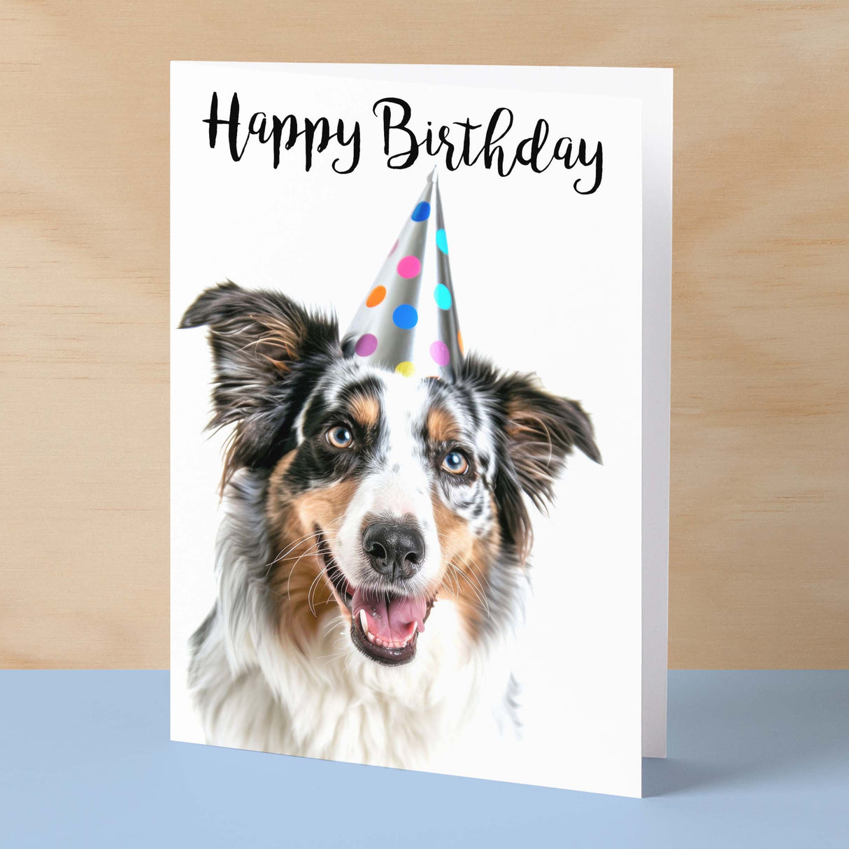 Birthday Card For Him or Her Fun Birthday Card of A Australian Shepherd Dog Happy Birthday Card For Mum, Dad, Sister Brother