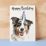 Birthday Card For Him or Her Fun Birthday Card of A Australian Shepherd Dog Happy Birthday Card For Mum, Dad, Sister Brother