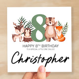 Personalised 8th Birthday Children's Card Woodland Themed Eighth Birthday Card For Boy or Girl Eight Years Custom Card