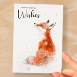 Elegant Christmas Card Featuring a Watercolour Fox Illustration Christmas Wishes Fox Christmas Card