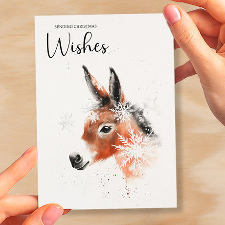 Elegant Christmas Card Featuring a Watercolour Rabbit Illustration Christmas Wishes Bunny Christmas Card