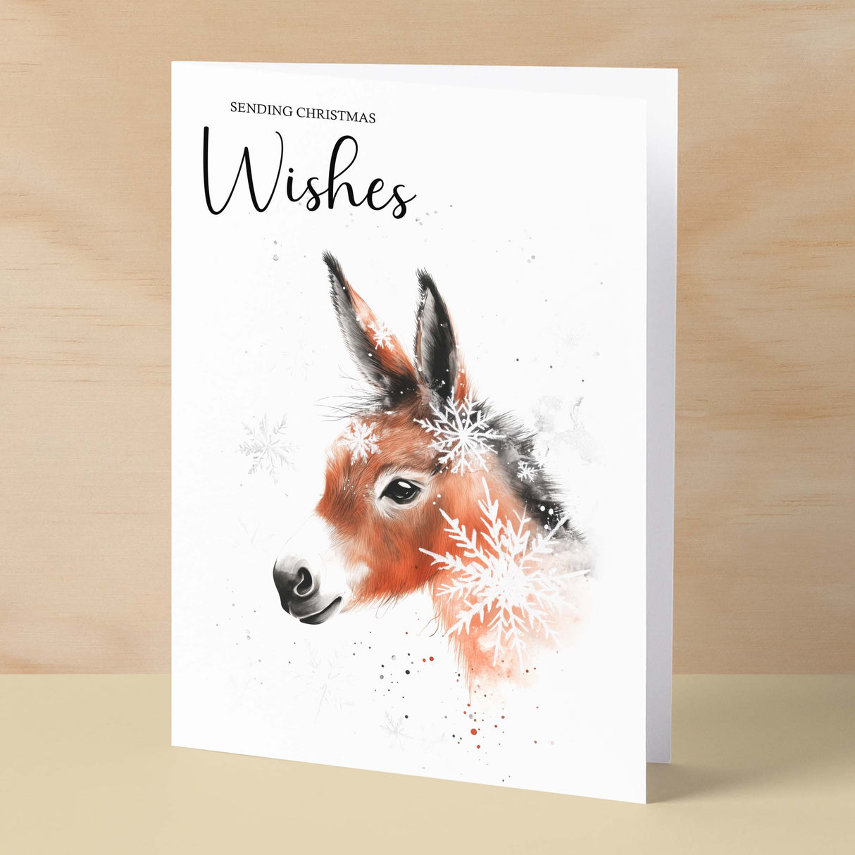 Elegant Christmas Card Featuring a Watercolour Rabbit Illustration Christmas Wishes Bunny Christmas Card