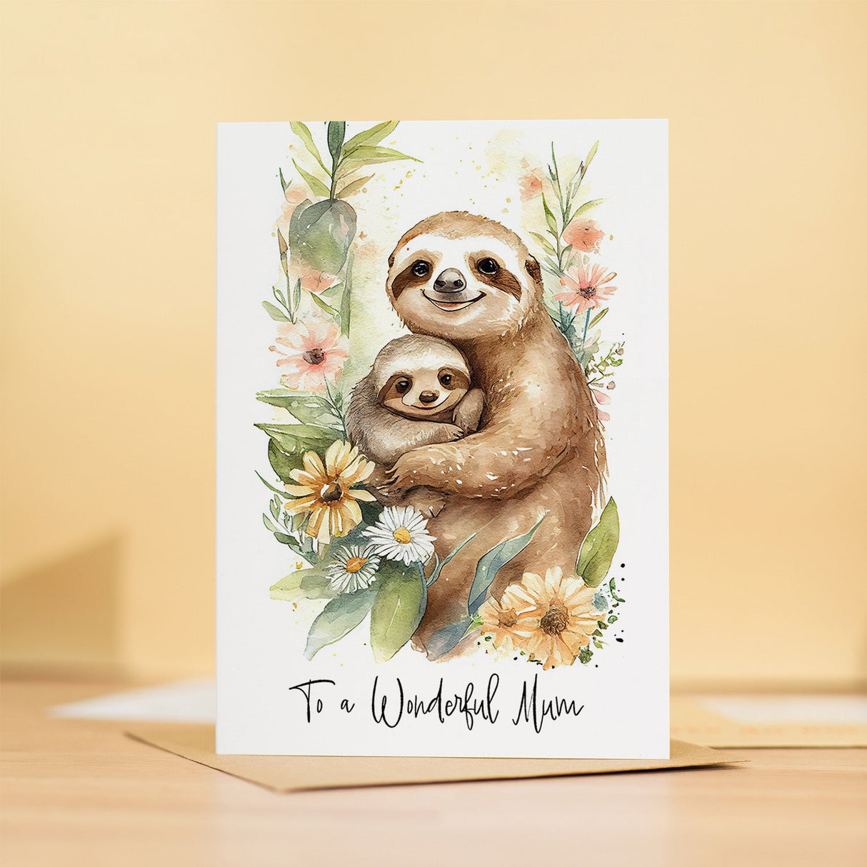 Birthday Card For Mum Card for Mothers Day Birthday Card For Her Birthday Gift For Mum Happy Birthday Card For Mum with Sloth Illustration