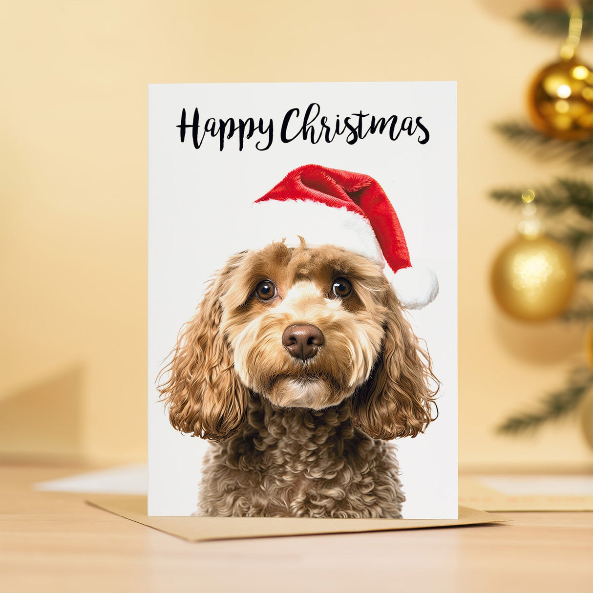 Christmas Card For Him or Her Christmas Card With A Dog Cockerpoo Dog Christmas Card For Anyone Friend or Relative Christmas Card of a Dog