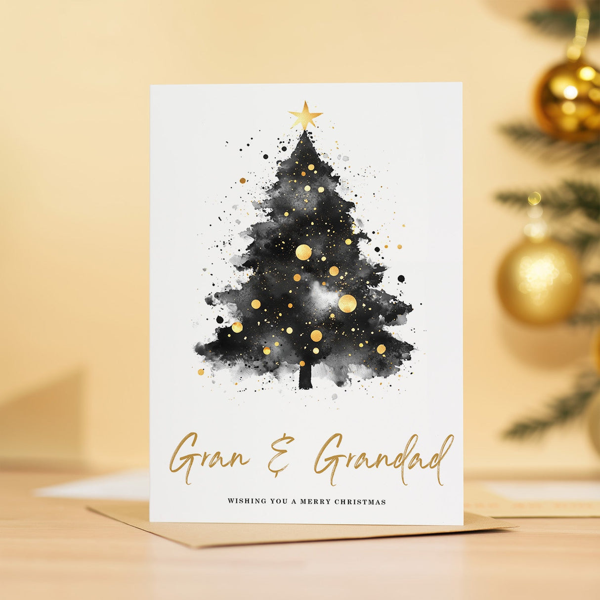 Merry Christmas Card for Gran Grandad with Christmas Tree Design