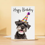 Birthday Card For Her Card For Friend Mum or Sister Birthday Card For Him Brother Dad Happy Birthday Card of Schnauzer Dog Fun Birthday Card