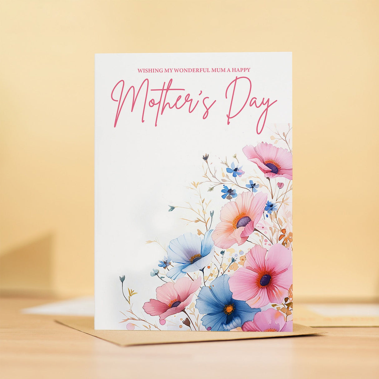 Mother's Day Card For Mum Mothering Sunday Card Love Mum Card Mother's Day Card with Flowers Wonderful Happy Mother's Day Card