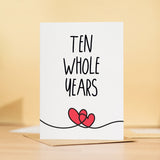 10 Year Anniversary Card For Husband or Wife Anniversary Card for 10th Anniversary Card For Boyfriend Girlfriend Tenth Wedding Anniversary