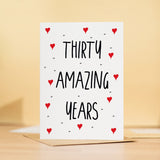 30 Year Anniversary Card For Wife or Husband Anniversary Card 30th Anniversary Card For Boyfriend Girlfriend Thirtieth Wedding Anniversary