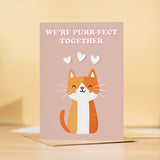 Cute Anniversary Card We're Purr-Fect Together Cute Cat Anniversary Card For Him or Her