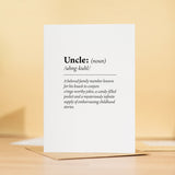 Birthday Card For Uncle Fun Dictionary Quote Card For Uncle Custom Message Card For Uncle Funny Birthday Card For Uncle