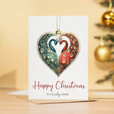 Christmas Card To A Lovely Couple Chrsitmas Card For Son and Partner or Daughter and Partner Unique Pretty Peacock Bauble Design