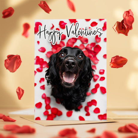 Valentine's Day Card, Black Cocker Spaniel, For Her or Him, From The Dog