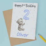 Personalised 1st, 2nd, 3rd, 4th, 5th Birthday Card for Son, Grandson, Nephew, Godson, Boys Teddy Bear Card