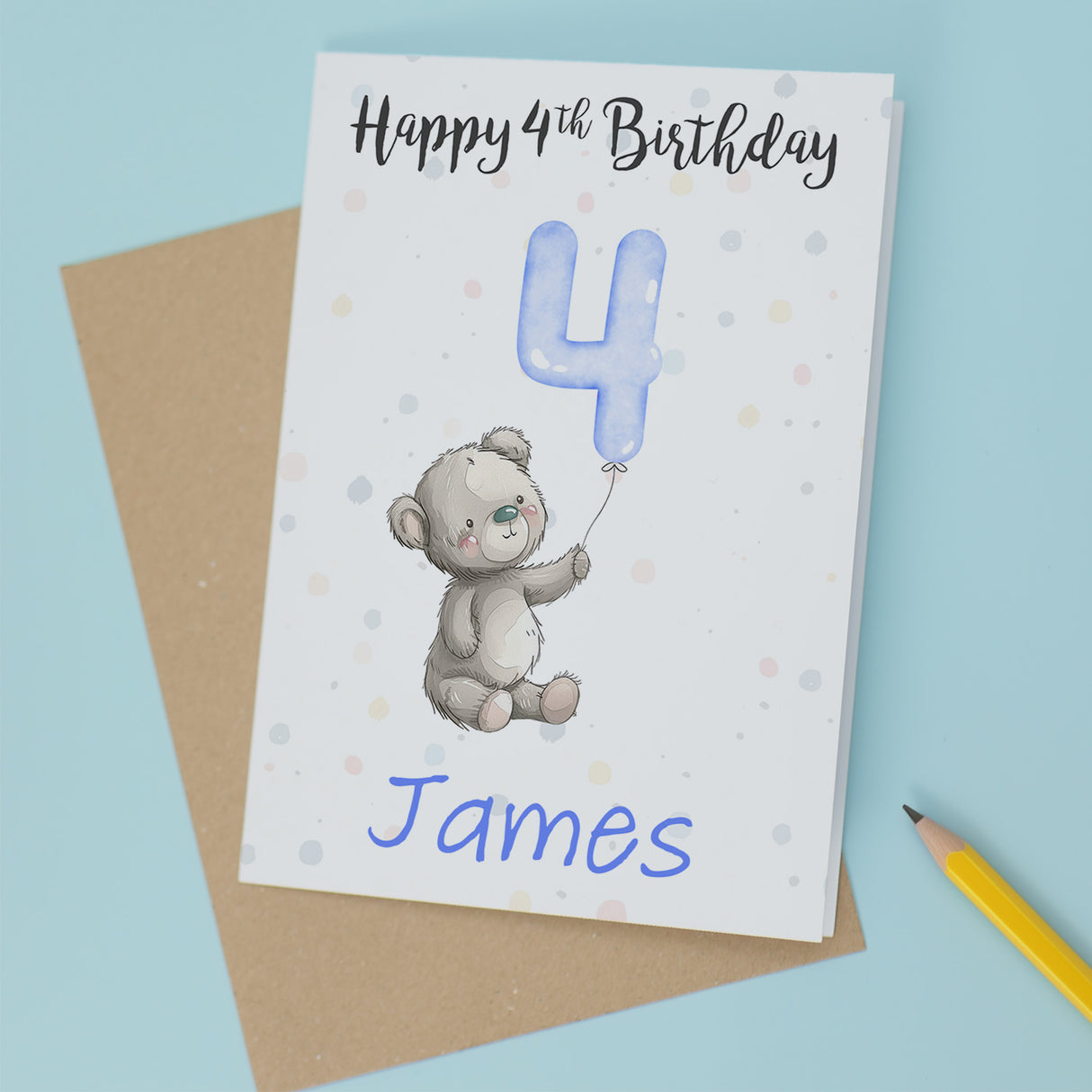 Personalised 1st, 2nd, 3rd, 4th, 5th Birthday Card for Son, Grandson, Nephew, Godson, Boys Teddy Bear Card