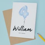 Personalised 4th Birthday Card For Boy Four Year Old Birthday Card Custom Card For Fourth Birthday For Boy Happy 4th Birthday Card