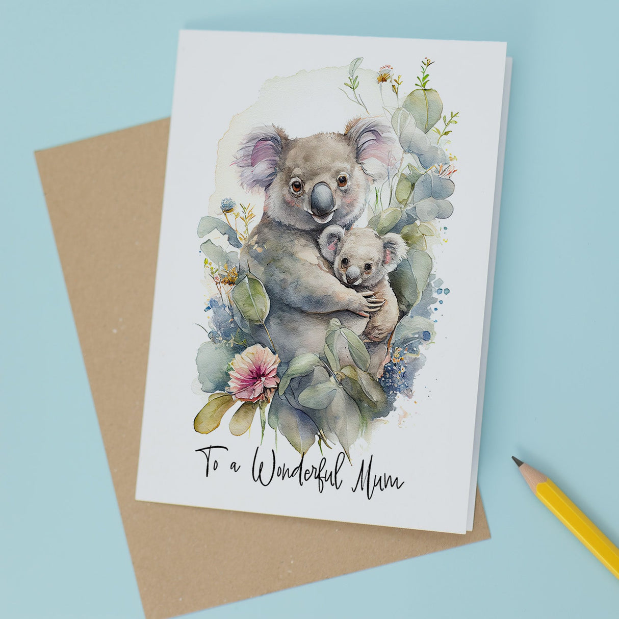 Birthday Card For Mum Card for Mothers Day Birthday Card For Her Birthday Gift For Mum Happy Birthday Card For Mum with Koala Illustration