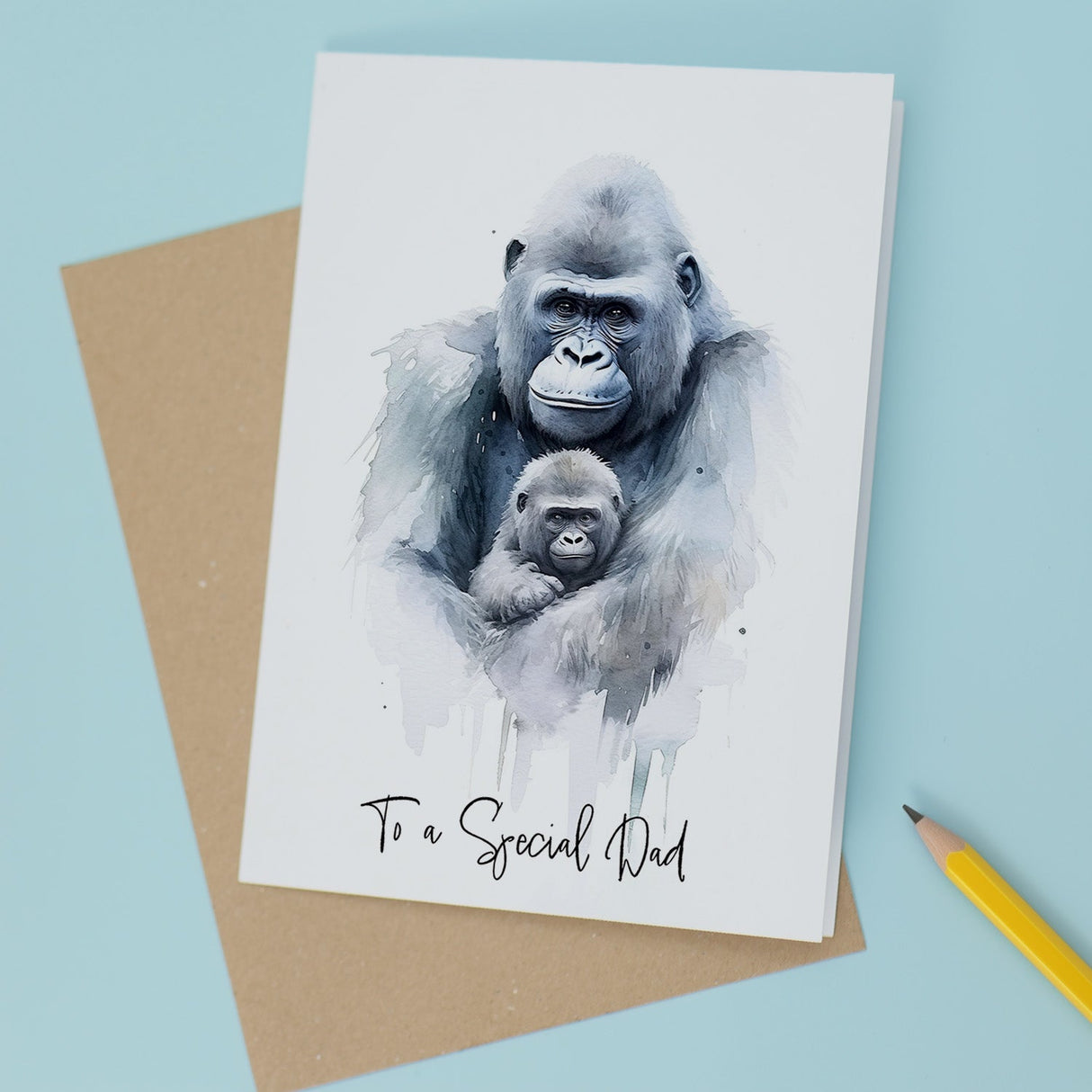 Birthday Card For Dad Card for Fathers Day Birthday Card For Her Birthday Gift For Dad Happy Birthday Card For Dad with Gorilla Illustration