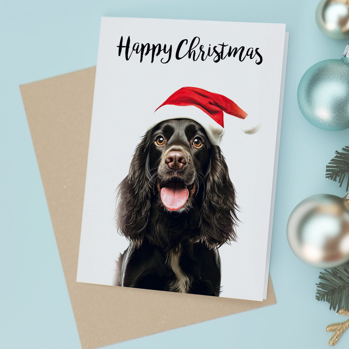 Christmas Card With Spaniel Dog For Him Her Friend Relative Fun Dog Card