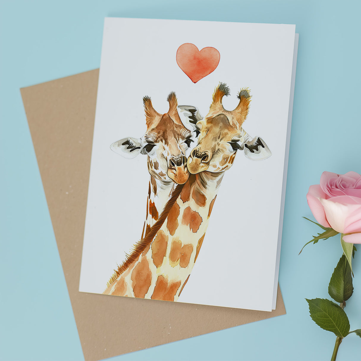 Valentine's Day Card for Her Valentine's Day Card for Wife Valentine's Day Card For Husband Boyfriend or Girlfriend Giraffes