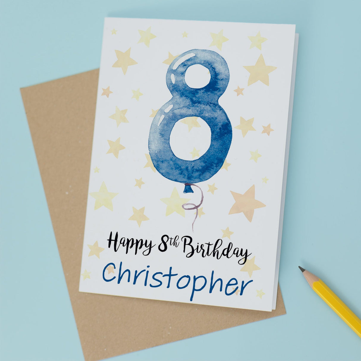 Personalised 8th Birthday Card For Boy Custom Name Card For Boy Eighth Birthday Card For Child Birthday Card for Boy Custom 8th Birthday