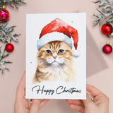 Christmas Card with Ginger Cat In Santa Hat Fun Gift For All