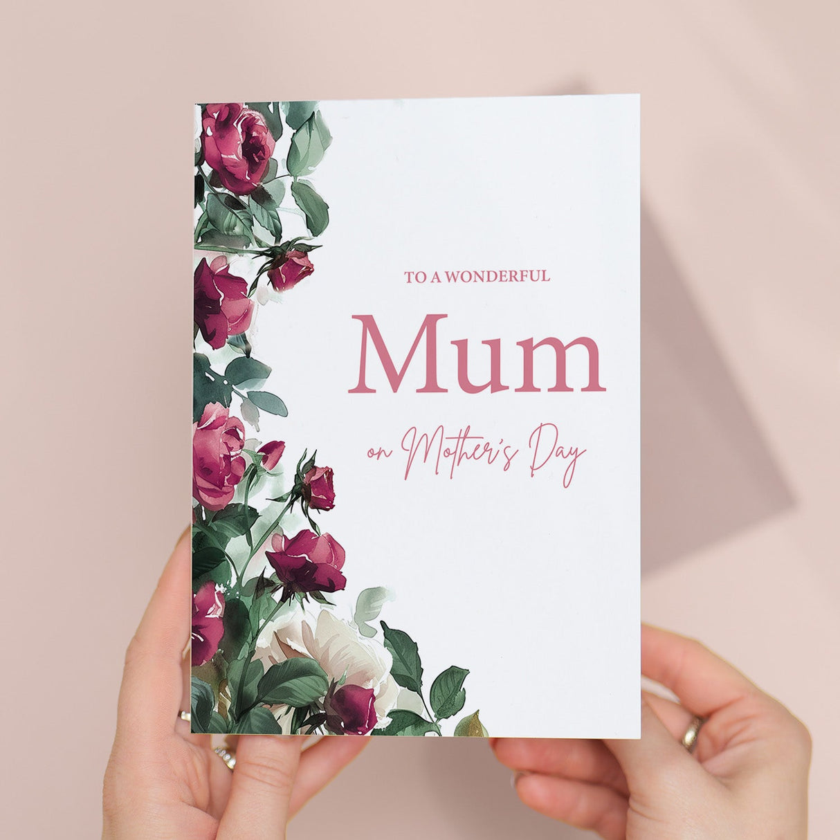 Mother's Day Card For Mum Mothering Sunday Card Love Mum Card Mother's Day Card with Flowers Roses Wonderful Mum Card