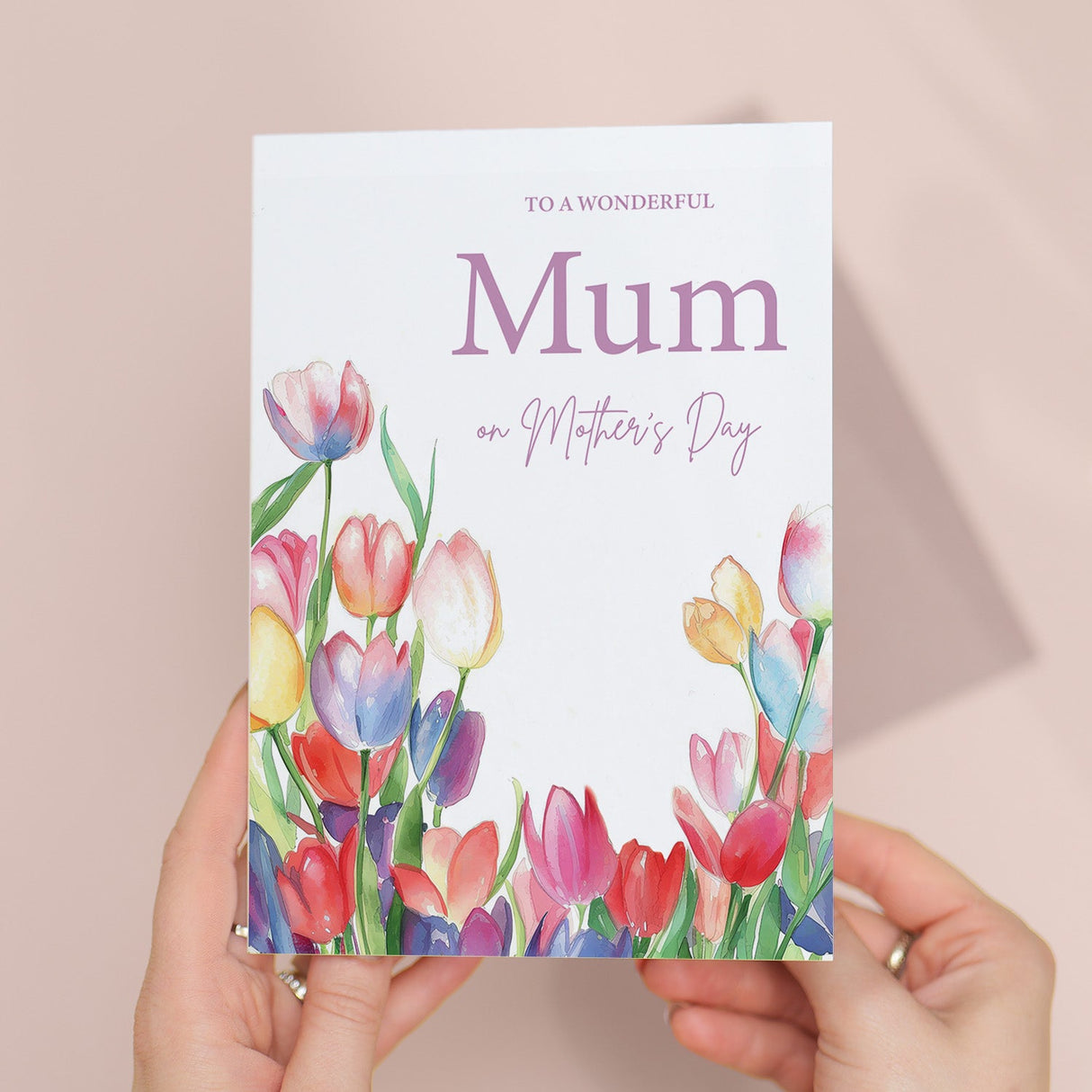 Mother's Day Card For Mum Mothering Sunday Card Love Mum Card Mother's Day Card with Flowers Tulips Wonderful Mum Card