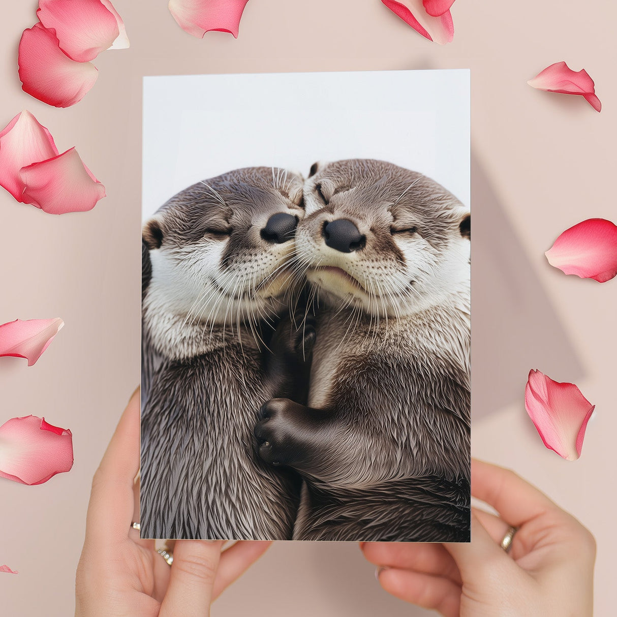 Anniversary Card – Cute Otters Cuddling, Love Card for Husband or Wife