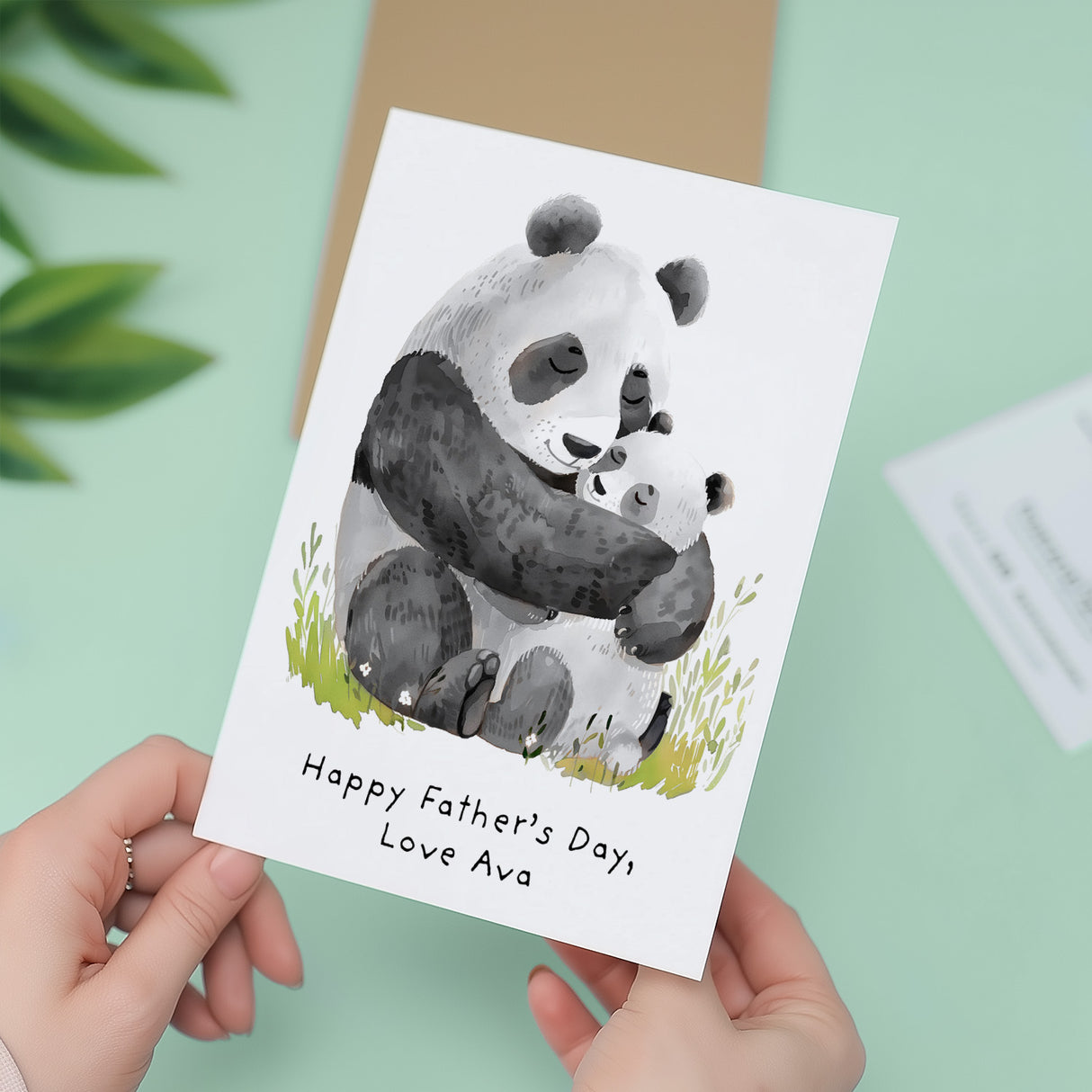 Personalised Father's Day Card For Daddy Cute Panda Bear and Cub Illustration Father's Day Card For Dad Father's Day Gift From Child