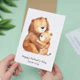 Personalised Father's Day Card For Daddy Cute Lion and Cub Illustration Father's Day Card For Dad Father's Day Gift From Child