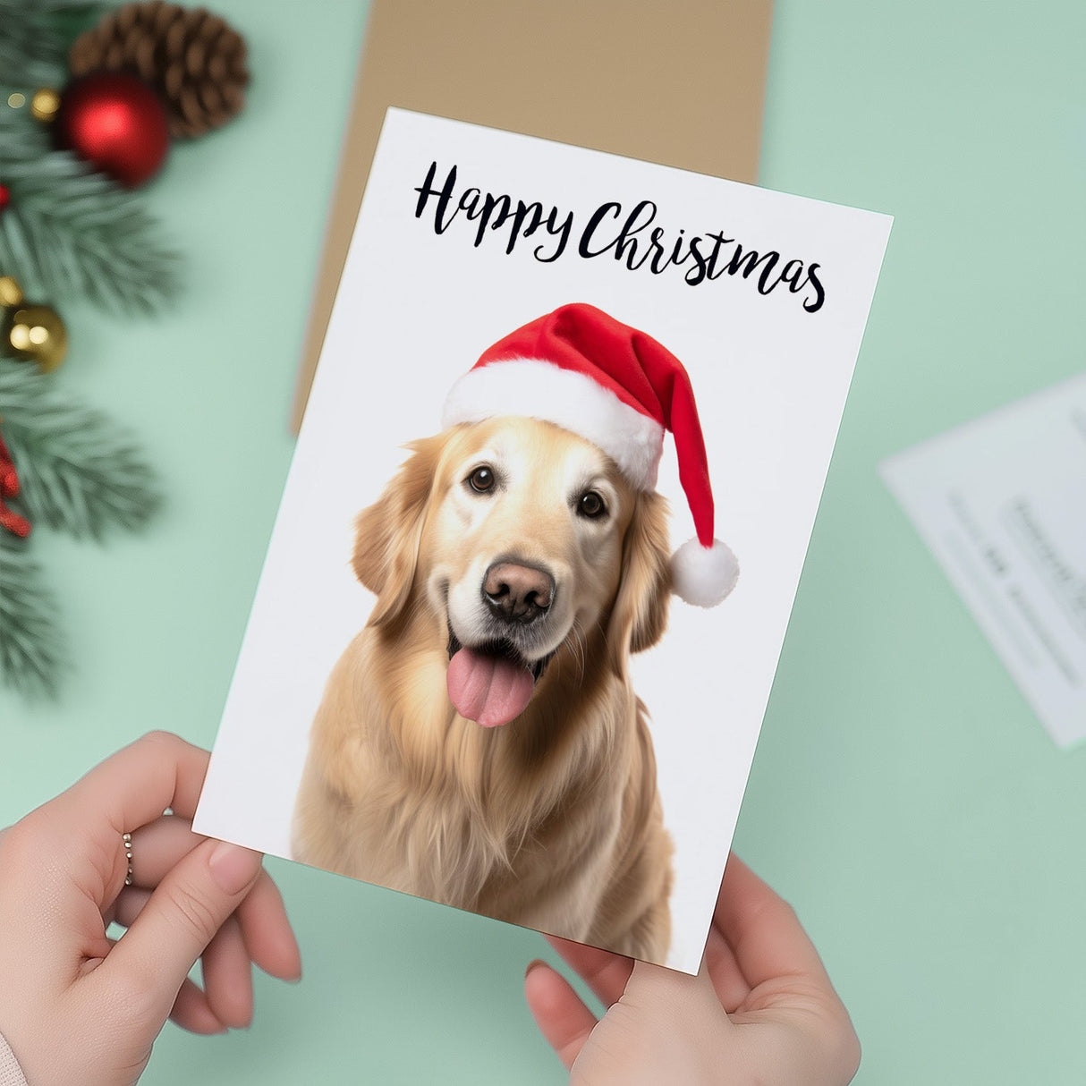 Golden Retriever Dog Christmas Card Fun For Him Her Friend Anyone