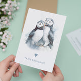 Valentine's Day Card for Her or Him Valentine's Day Card for Wife Valentine's Day Card For Husband Boyfriend or Girlfriend Puffin Card